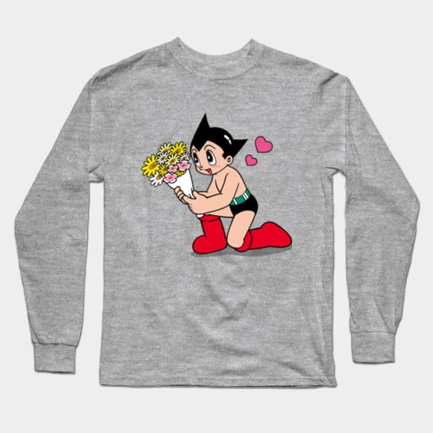 Astro Boy Flowers Long Sleeve T-Shirt by Secretsheep13